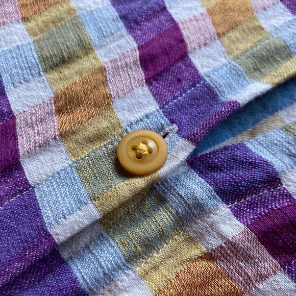 Gravel & Gold Rancho Romper M EUC Rainbow Plaid Playsuit Oversized - Picture 9 of 15